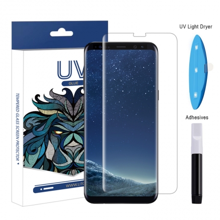 Samsung Galaxy S8 UV-licht Vloeibare volle lijm Gehard Glas displayfolie 
