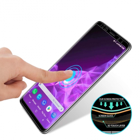 Samsung Galaxy S9 / S9 Plus Volledig bedekte Volledige lijm Screenprotector van gehard glas met applicator 