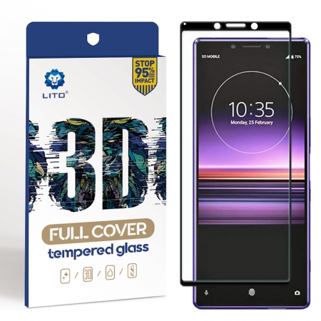 LITO Volledige dekking Volledige lijm Hoge definitie Screenprotector van gehard glas voor Sony XZ5 
