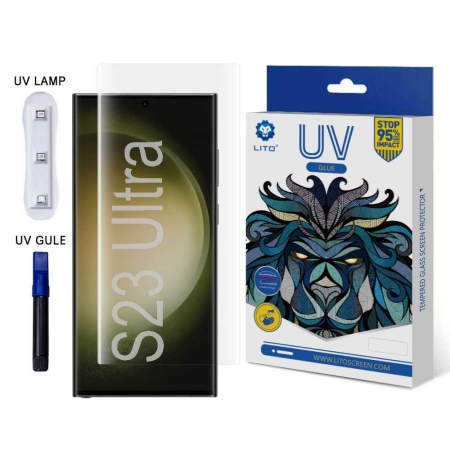 LITO E+ UV Liquid Glue Full Coverage Tempered Glass Screenprotector voor Samsung Galaxy S23 Ultra 