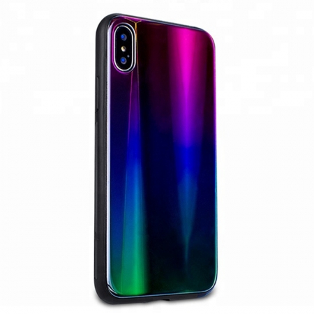 IPhone X Luxe Aurora TPU Glas mobiele telefoon beschermhoes 