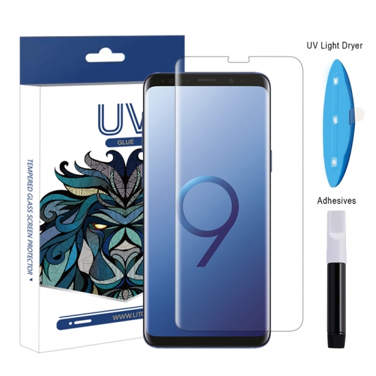 Hoge Kwaliteit Galaxy S9 Vloeibare Lijm Gehard Glas Screen Protector Cover,Samsung Galaxy S9 UV-licht Vloeibare Lijm Gehard Glas Screen Cover Leveranciers