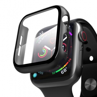 Apple-horloge volledig overdekte gehard glazen schermbeschermer met pc-bumper