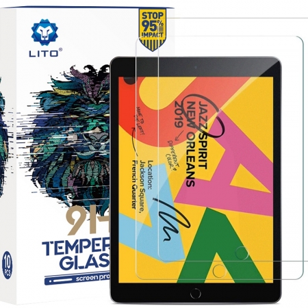 LITO Volledige dekking Volledige lijm 9H-hardheid Matglas schermbeschermer voor iPad 10,2-inch (7e generatie, 2019) 