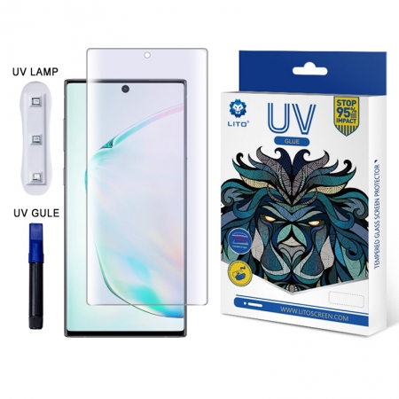 LITO UV-licht Vloeibare lijm Volledige dekking Anti-blauw licht Glazen schermbeschermer voor Samsung Note10 / 10 + 