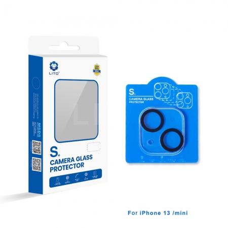 LITO zwarte cirkel volledige lijm volledige dekking gehard glas camera lens beschermer voor iphone 13 mini 5 . 4 "
 