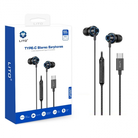 LITO LF05 USB-C 3,5 mm-stekker in-ear stereokoptelefoon 