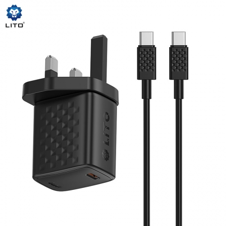 LITO LC14 GaN 20W PD-snellader met USB-C-poort en Britse stekker 