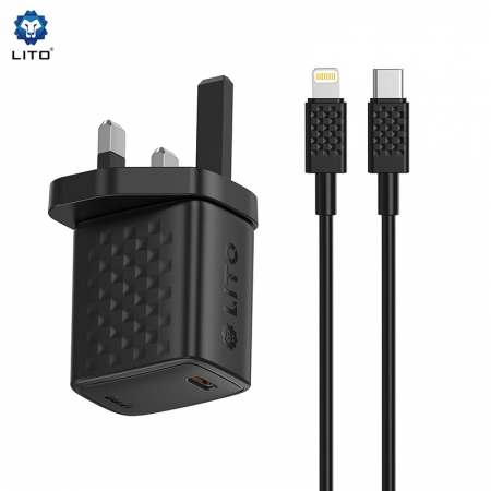 LITO LC14 GaN 20W PD-snellader met USB-C-poort en Britse stekker 