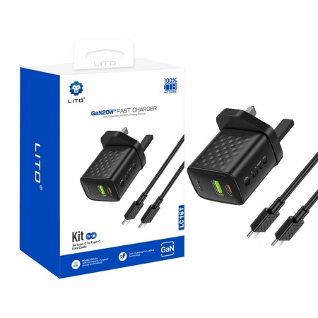 LITO LC16 GaN 20W snellader met USB-C & USB-A 
