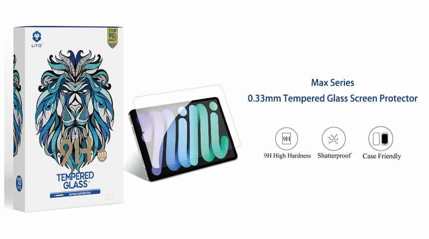 LITO Max-serie 0,33 mm 2,5d iPad-schermbeschermer van glas voor iPad