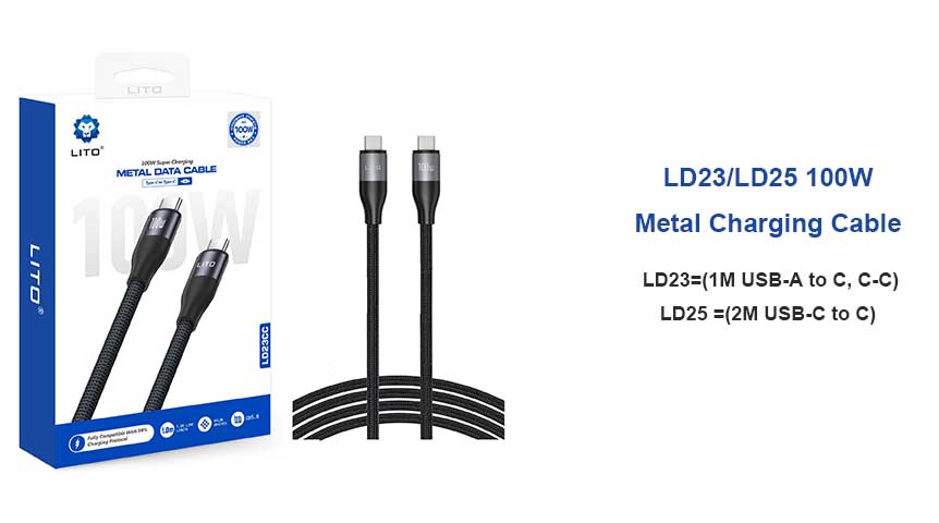 LITO LD23 LD25 100w 1M 2M Snelle Type C Oplaadkabel