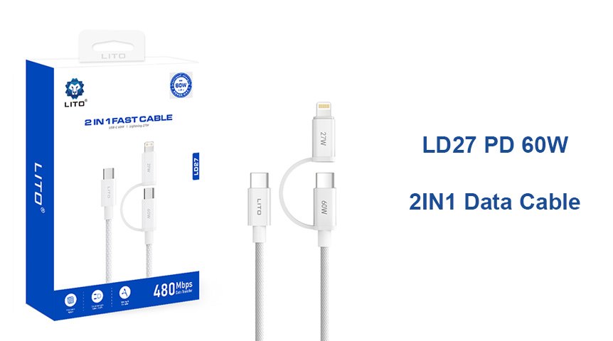 LITO LD27 60W 2-in-1 snellaadkabel voor USB-C en Lightning